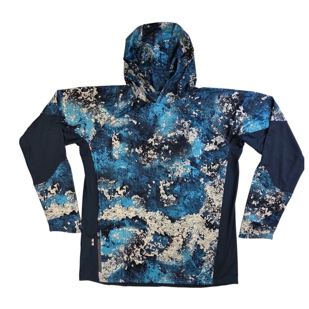 TrueTimber SightCast Rift Camo Steel Blue Performance Hoodie Mens XL Fishing